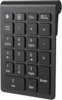cimetech Clavier Numérique sans Fil, Extension de Clavier Ergonomique,Pavé numérique Bluetooth 5.0 avec 22 Touches Portatif Mini Calcul de Bureau pour Ordinateur Portable, Surface Pro, PC (Noir)